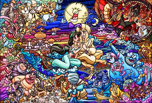 楽天市場 ディズニー ステンドアートジグソー ぎゅっと500ピース アラジン ストーリー ステンドグラス Dsg 500 474 ディズニーパズル 25x36cm エルエルハット
