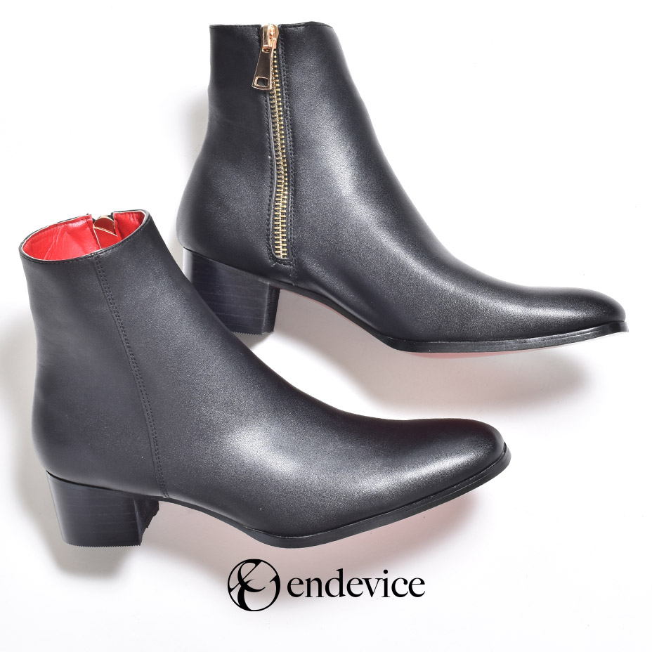 楽天市場】ブーツ メンズ ヒール5cm 革靴 身長アップ サイド