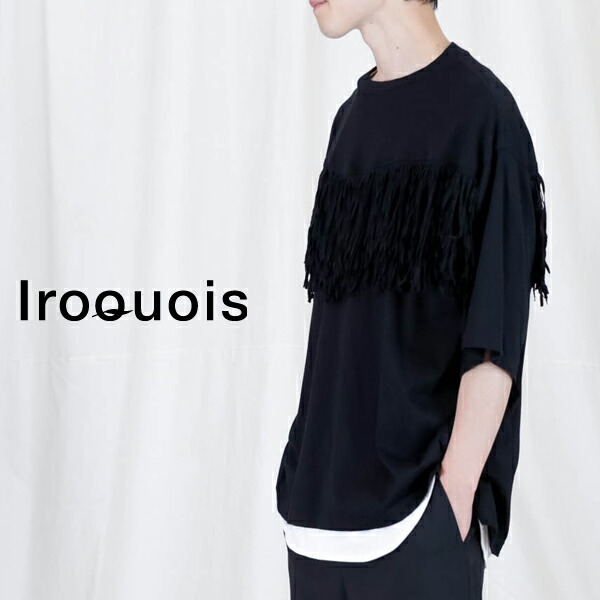 Iroquois Tシャツ メンズ 半袖 ブランド イロコイ ビッグシルエット ビッグTシャツ 無地 フリンジ カジュアル トップス 服 ブラック 黒 ホワイト 白 定番 コットン 綿 国産 日本製 送料無料 179106_thum.jpg