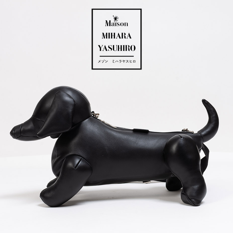 MIHARA YASUHIRO ミハラヤスヒロ 御徒面子 飼い犬 ダックスフント ダックスフンド ショルダーバッグ メンズ レディース 本革 曲がったがけ 成年者 大きめ ブランド名 肩かけ 今めかしい かっこいい 愛くるしい 革 クラッチペダル御徒面子 黒 黒いこと 鞄 御徒面子 DOLLS DACHSHUND BAG A16BG716