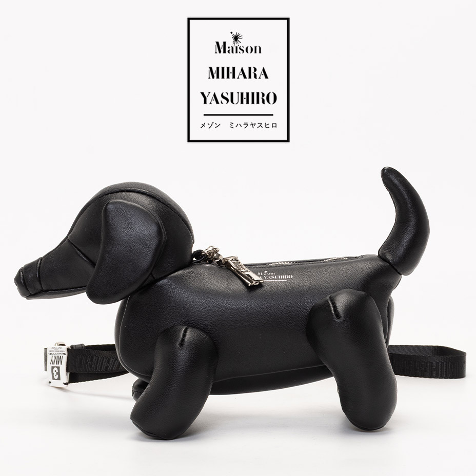 MIHARA YASUHIRO ミハラヤスヒロ 御徒面子 犬 ダックスフント ダックスフンド ミニ御徒面子 のど首合切袋 メンズ レディース 本革 成年者 ブランド名 肩かけ 今めかしい 愛くるしい 革 クラッチペダル御徒面子 御徒面子引きつける 黒 黒いこと 鞄 御徒面子 DOLLS DACHSHUND MINIMINI BAG A16BG718