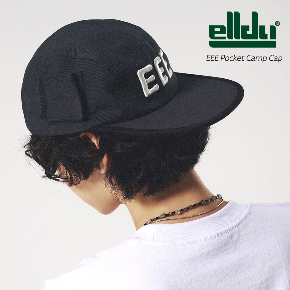 elldu エルドゥ EEE Pocket Camp Cap ポケット キャンプキャップ キャップ レディース メンズ 深め ブランド フラットバイザー フラット 5パネル おしゃれ かわいい 可愛い つば 長め つば広 長い つば長め かっこいい カジュアル 帽子 ぼうし チャコール