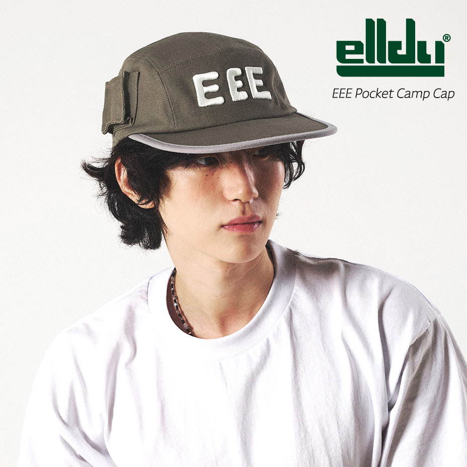 elldu エルドゥ EEE Pocket Camp Cap ポケット キャンプキャップ キャップ レディース メンズ 深め ブランド フラットバイザー フラット 5パネル おしゃれ かわいい 可愛い つば 長め つば広 長い つば長め かっこいい カジュアル 帽子 ぼうし グレー