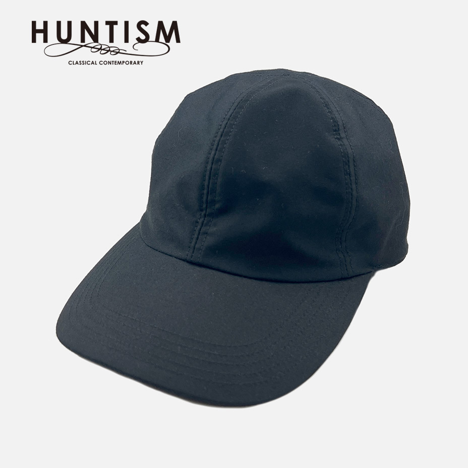 HUNTISM ハンティズム ベースボールキャップ 深め レディース メンズ ブランド 無地 カーブバイザー 6パネル スーピマコットン モールスキン キャップ つば 長め つば長 8cm 長い 帽子 uvカット おしゃれ かわいい 可愛い ブラック 黒