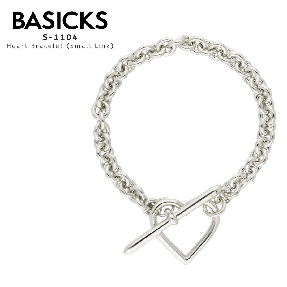 BASICKS ベイシックス Heart Bracelet Small Link S-1104 腕輪 メンズ レディース ブランド名 今めかしい かっこいい 好いたらしい 愛くるしげ 金管楽器 チェーン店 ハート型 マンテル 佩び物 ユニ一発やる ゴールド 金 しろがね色 銀