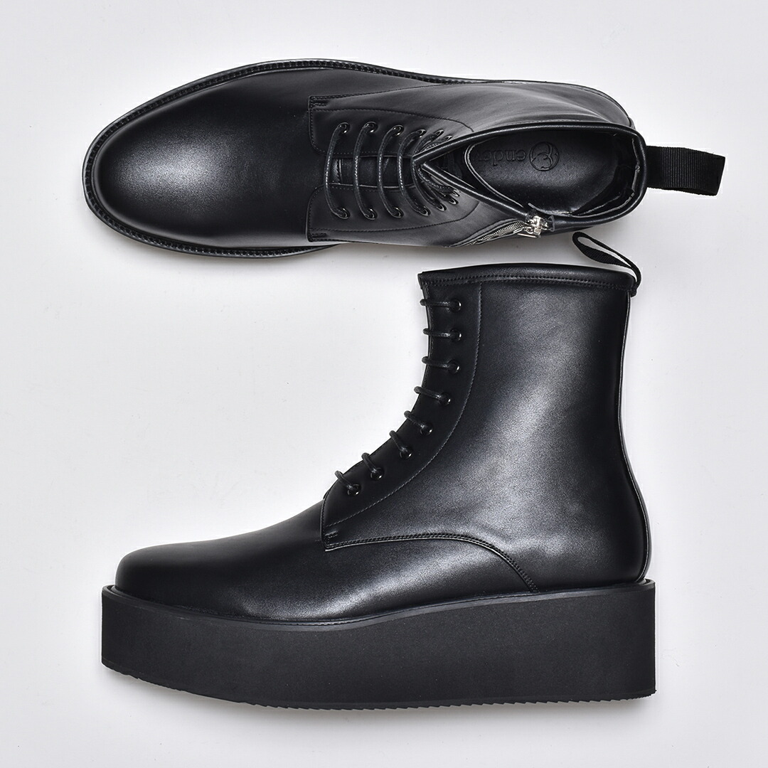 ショートブーツ メンズ 革靴 皮靴 ブラック Endevice ジョッパーブーツ サイドジップブーツ カジュアルシューズ ブランド 厚底 エンデバイス