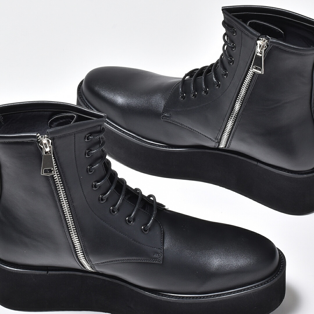 ショートブーツ メンズ 革靴 皮靴 ブラック Endevice ジョッパーブーツ サイドジップブーツ カジュアルシューズ ブランド 厚底 エンデバイス