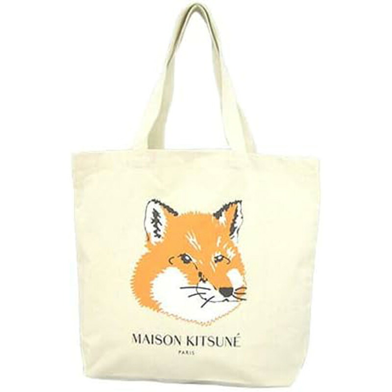 [送料無料] MAISON KITSUNE メゾンキツネ フォックスヘッド トートバッグ エクルー EU05110WW0008｜LOA STORE