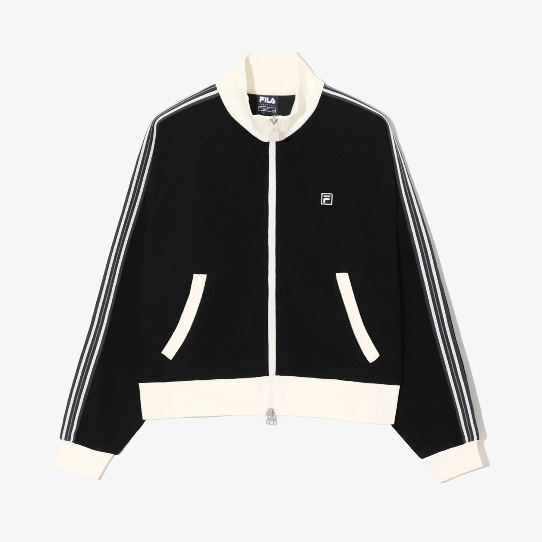 [貨物輸送無料] FILA フィラ 1911 編み物 トラックジップアップ (黒いこと / 青色 / 赤銅色 / 赤いこと / 象牙色) 5色 新学期 スポーティ プルオーバー 衣嚢あり