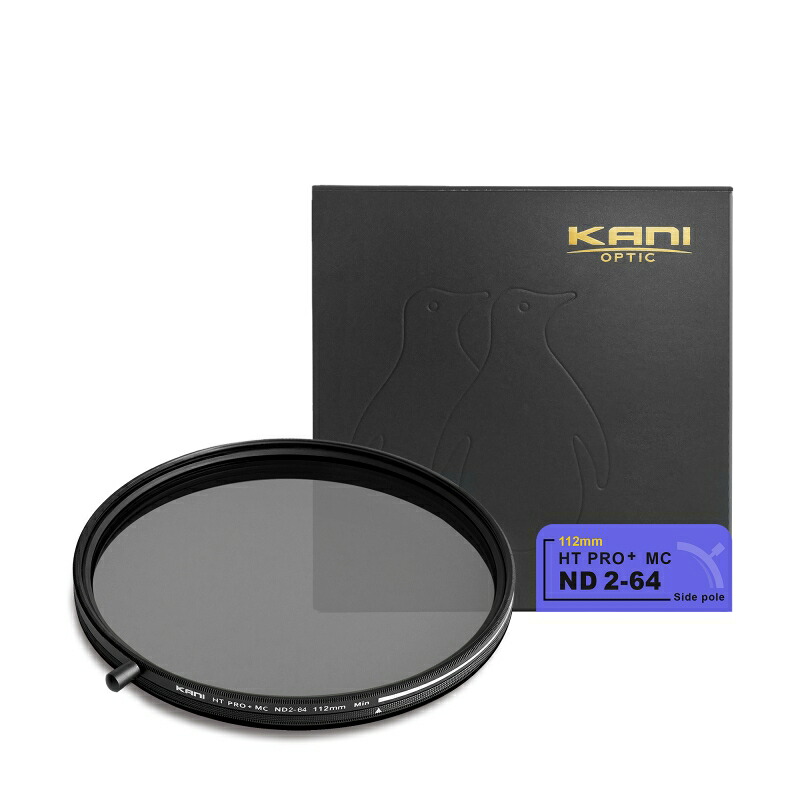 KANI 可変NDフィルター バリアブルND2-64 112mm 着脱式回転ノブ付 (減光効果 1-6絞り分) / レンズフィルター 丸枠｜Loca universal design