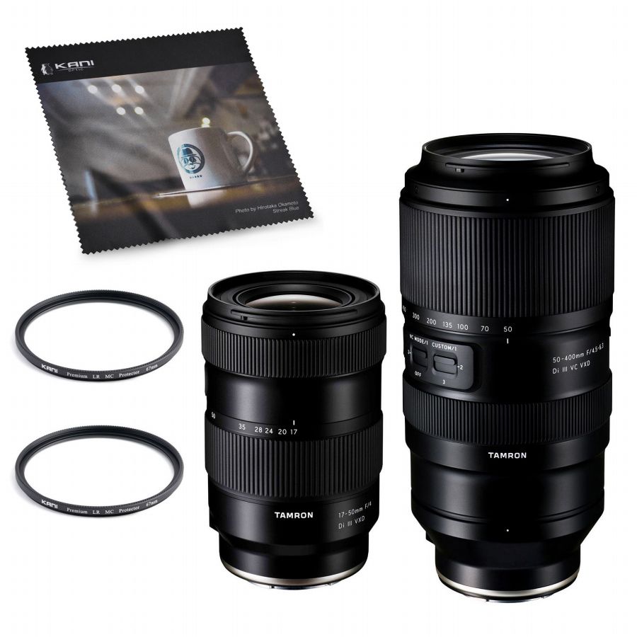 TAMRON (タムロン) 17-50mm / 50-400mm レンズ2本+プレミアムプロテクター2枚 セット / Sony Eマウント 35mmフルサイズ 交換レンズ