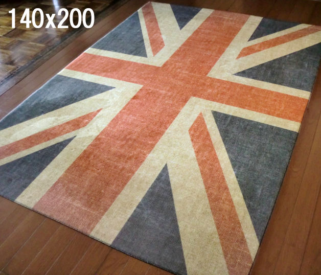 ユニオンジャック UNION JACK 140×200 約 1.5畳 ラグ マット ラグマット 日本製 国産 洗える イギリス国旗 クラシカル レトロ トラッド UK ビンテージ モケット織 インダストリアル 滑り止め付 ホットカーペット対応 西海岸 北欧 雅姫 アンティーク|ローカルトキトキ