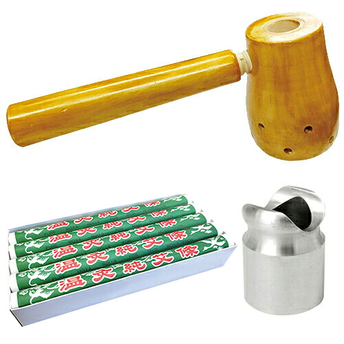 (最強翌日配送対応) (棒灸セット)らくらく温灸器(おんきゅうき) + New新消しつぼ + 棒灸 温灸純艾條(おんきゅうじゅんがいじょう) 10本入り