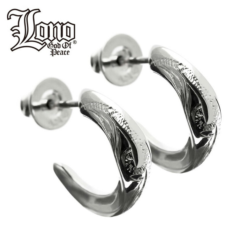 【5％offクーポン有】ハワイアンジュエリー ピアス セカンドピアス イヤリング シルバー925 LONO ロノ フープ ハーフフープ 半円 スクロール 波 プルメリア 彫り メンズ レディース プレゼント 誕生日 記念日【送料無料】 人気 ギフト 金属アレルギー ラウレア 入学 入社