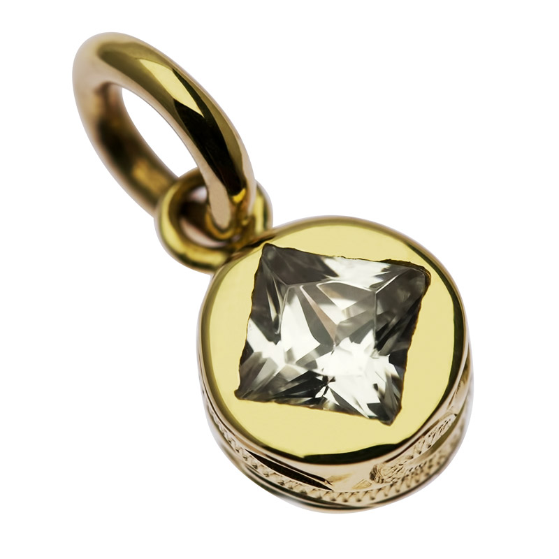 ハワイアンジュエリー ネックレス トップ ヘッド 14K イエロー ゴールド クリア ジルコニア LONO ロノ 波 スクロール プルメリア プチ メンズ レディース ブランド プレゼント 誕生日 記念日 【送料無料】 人気 ギフト 金属アレルギー ラウレア 入学 入社