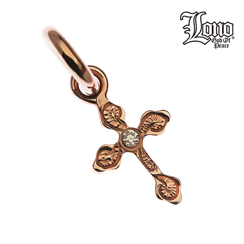 ハワイアンジュエリー ネックレス トップ ヘッド 14K ピンク ゴールド ジルコニア LONO ロノ 十字架 クロス スクロール 波 プルメリア メンズ レディース ブランド プレゼント 誕生日 記念日 【送料無料】 人気 ギフト 金属アレルギー ラウレア 入学 入社