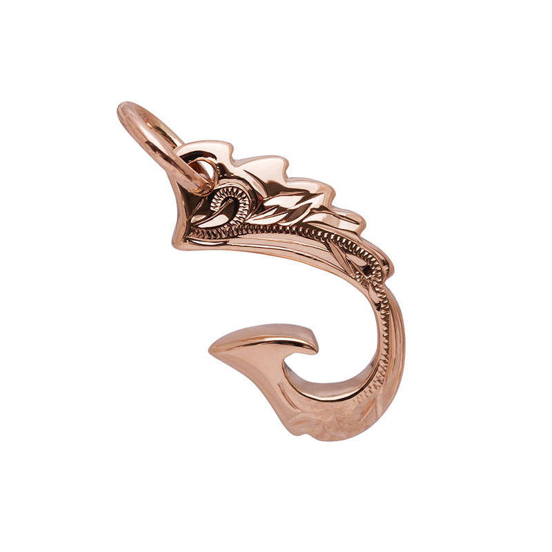 ハワイアンジュエリー ネックレス ペンダントトップ ヘッド 14K ピンクゴールド LONO ロノ フィッシュフック 釣り針 波 プルメリア メンズ レディース ブランド プレゼント 誕生日 記念日 【送料無料】 人気 ギフト 金属アレルギー ラウレア 入学 入社