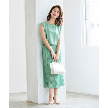 楽天市場 ユアーズ Ur S ベルト付ノースリーブプリーツワンピース ミントグリーン Locomall ロコンド公式ストア