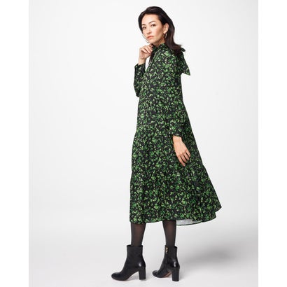 安価 ワタナベ ドゥクラッセ グリーン パターン フラワープリント ティアードワンピース Doclasse Dew Spmau Ac In