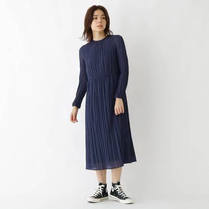 大特価 ドレステリア Dressterior ランダムプリーツミモレワンピース ネイビー Dr1233ew Hotel Lesauvage Com