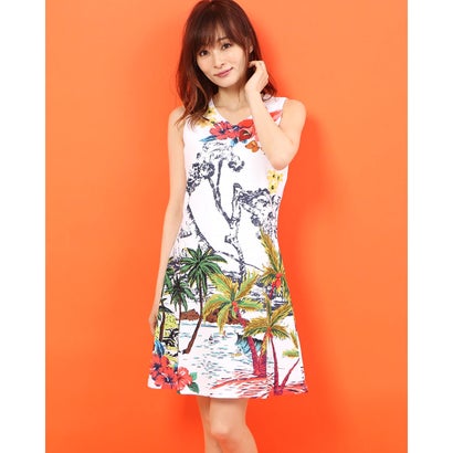 上等な ワンピース Desigual アウトレット デシグアル ワンピースノースリーブ ホワイト Pacific Tropical Usinskcrb Ru