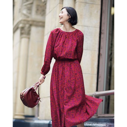 レディースファッション ワンピース ピンク パターン アンティークデシン ギャザーワンピース Doclasse ドゥクラッセ 注目ブランドのギフト Psicografici Com