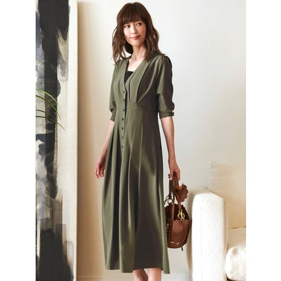 レディースファッション ワンピース 2wayフロントボタンタックワンピース オリーブグリーン Kh 21人気の