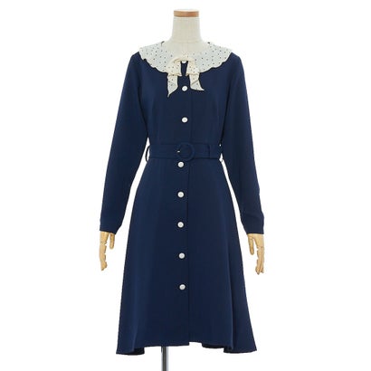 あすつく Navy タイ付きドットクレリック衿ワンピース I N T F フィント Few Rashiastrologer Com