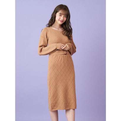 ダイヤ柄ニットワンピース ワンピース ベージュ Locomall ロコンド公式ストア あす楽 Miia ミーア ミーア ミーア Miia レディースアパレル ワンピース ドレス ロコンド Miia 交換 返品可能