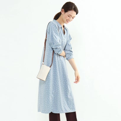 激安 ワンピース インディヴィ ライトブルー マシンウォッシュ ハンドペイント幾何柄ワンピース Indivi Dgb Gov Bf