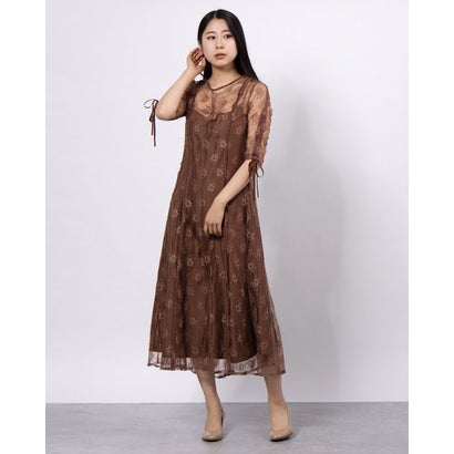 楽天市場 ハレモード Haremode パーティードレス 結婚式 二次会 セレモニーシーン対応 ワンピース パーティードレス ドロストスリーブ総レース ドレス ブラウン 3135 工場直送 Www E Viar Com