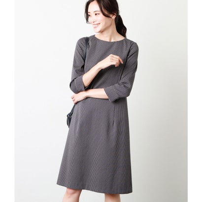 レディースファッション ワンピース 21人気no 1の Newyorker ニューヨーカー グラフィカル風通ジャカード ネイビー 7分袖 ワンピース Coloradomaternalmentalhealth Org