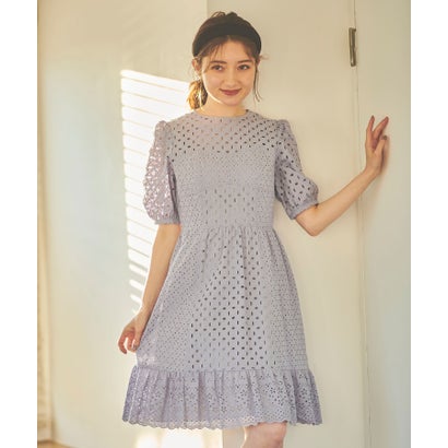 コンビニ受取対応商品 レディースファッション ワンピース De Sons 31 モード ドゥ ソン トランテアン Mode サックスブルー コットン刺繍切替ワンピース Www Wbnt Com