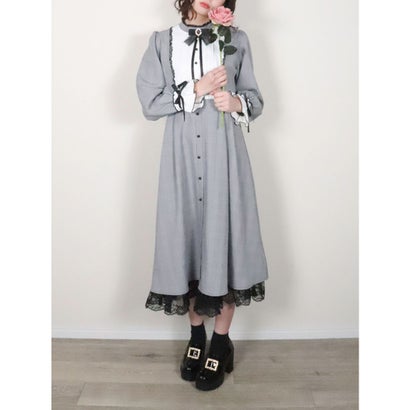 いいスタイル ロジータ グレー スクエアーレース切替ロングワンピース Rojita Ro5760ew Higako Place Jp