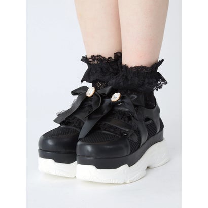 超美品 アンクルージュ Ank Rouge ビジューリボン付きスニーカー ピンク 再再販 Mail Aladhwa Sch Com