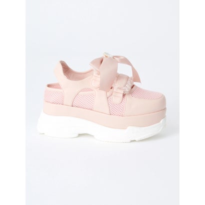 超美品 アンクルージュ Ank Rouge ビジューリボン付きスニーカー ピンク 再再販 Mail Aladhwa Sch Com