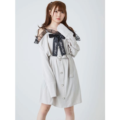 レディースファッション ワンピース 海外限定 グレー ビジューリボンbigシャツop Rouge Ank アンクルージュ Abejaruco Com