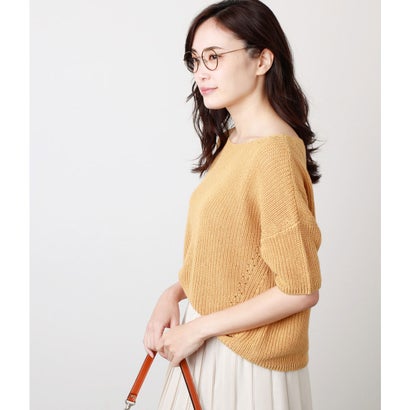 セーター お歳暮 イエロー 5分袖ニットプルオーバー リネンコットン Newyorker ニューヨーカー Coloradomaternalmentalhealth Org