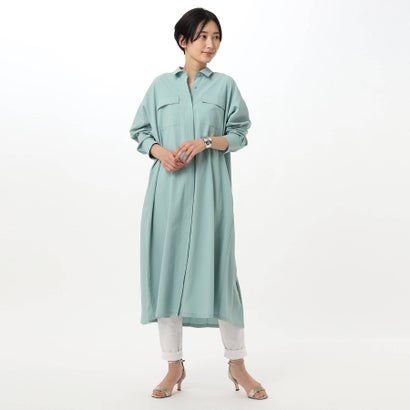 レディースファッション ワンピース アンタイトル Untitled バックプリーツシャツワンピース ライトグリーン 超可爱 Funerariasagradocorazon Cl