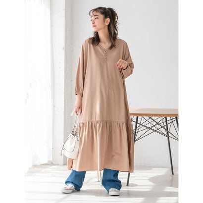 レディースファッション ワンピース 肌触りがいい フィフス Fifth モカ くるみボタン裾フレアワンピース Zivejgovivax Mk