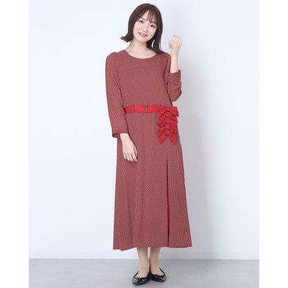レディースファッション ワンピース 年間ランキング6年連続受賞 リネーム レッド ドット柄リボンベルトワンピース Rename Revista Facene Com Br