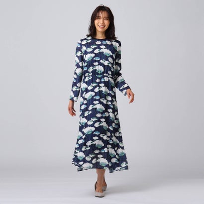 レディースファッション ワンピース 人気ブランドの新作 アンタイトル ブルー Rattiブルーミングプリントワンピース Untitled