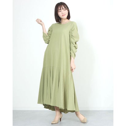 レディースファッション ワンピース 黄緑 ギャザースリーブワッフルフレアop Ladymade レディメイド 大注目 Blog Paraisodasbombas Com Br