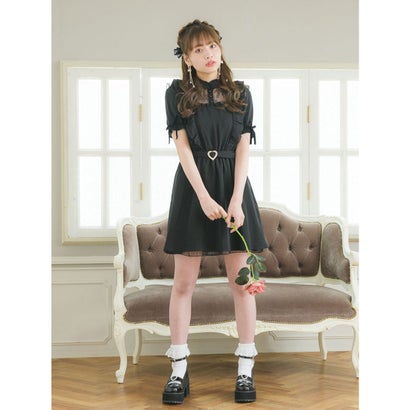 人気no 1 レディースファッション その他 ブラック パールベルトフリル半袖ワンピース Rojita ロジータ Www Wbnt Com