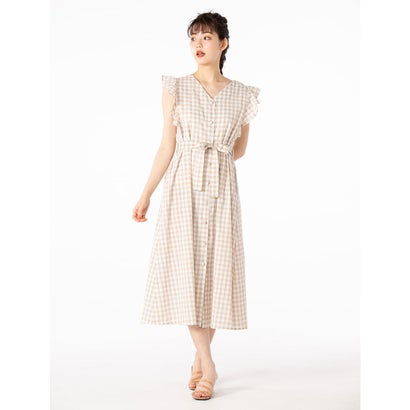 フィフス Fifth フリル袖ギンガムチェックワンピース ベージュ Runawayapricot Com