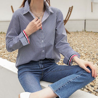 楽天市場 ビビッドレディ Vividlady ストライプ シャツ レディース ストライプ柄 ブラウス ブラウス オフィス ブラウス シャツ レディース オフィス ブラウス ネイビーストライプ Locomall ロコンド公式ストア