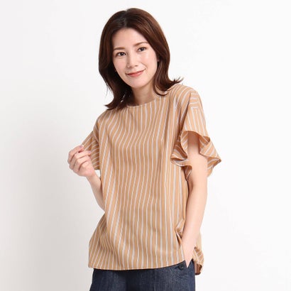 デッサン Dessin Xs L ストライプラッフルスリーブブラウス キャメル Psicologosancora Es