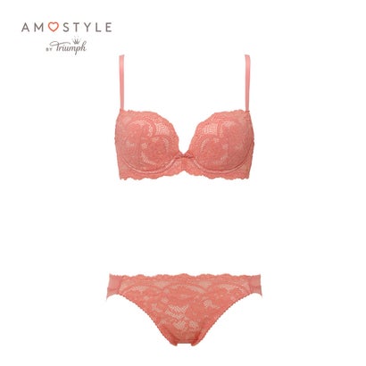 アモスタイルバイトリンプ Amo S Style By Triumph クラシカルレース プッシュアップブラ ブラショーツセット 1340 E Fカップ 返品不可商品 チェリーレッド Butlerchimneys Com