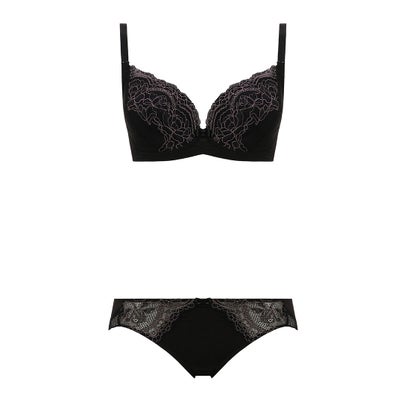 アモスタイルバイトリンプ Amo S Style By Triumph シグネチャーレース 小さく包み込むブラ パッドなし ブラショーツセット 1241 返品不可商品 ブラック Butlerchimneys Com