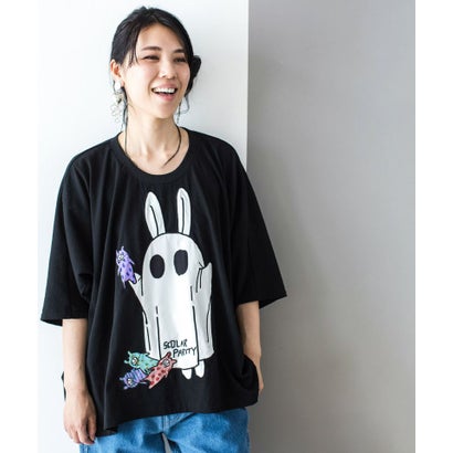 スカラー Scolar おばけごっこウサギ柄tシャツ グリーン Butlerchimneys Com